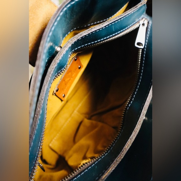 Patricia Nash Rosina Leather Satchel Deep Blue Nature w/ Blue Coral - Picture 7 of 10